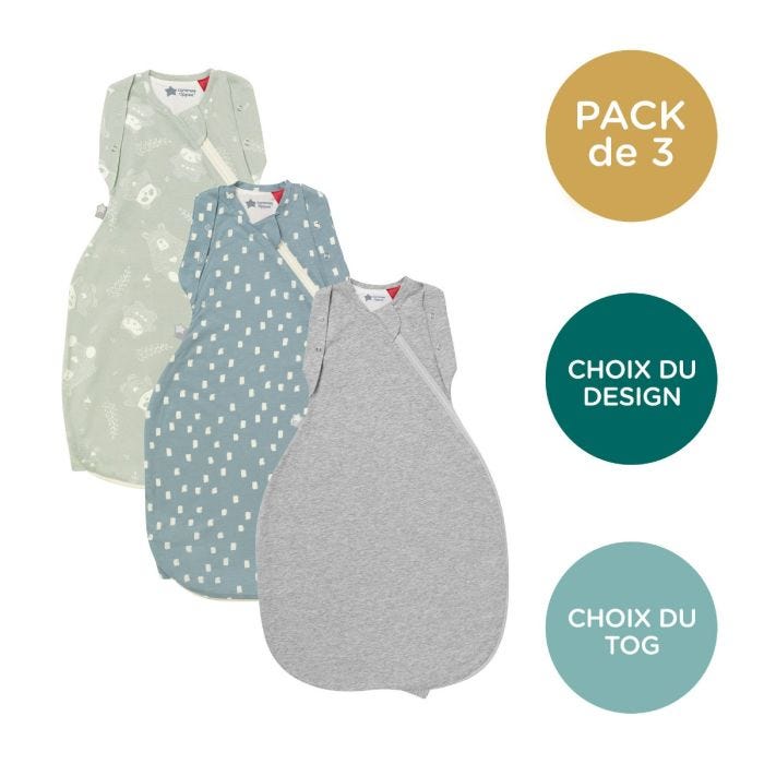 gigoteuse grise, bleu marine et woodland sur fond blanc avec lot de 2, choix de motifs et tog en médaillons