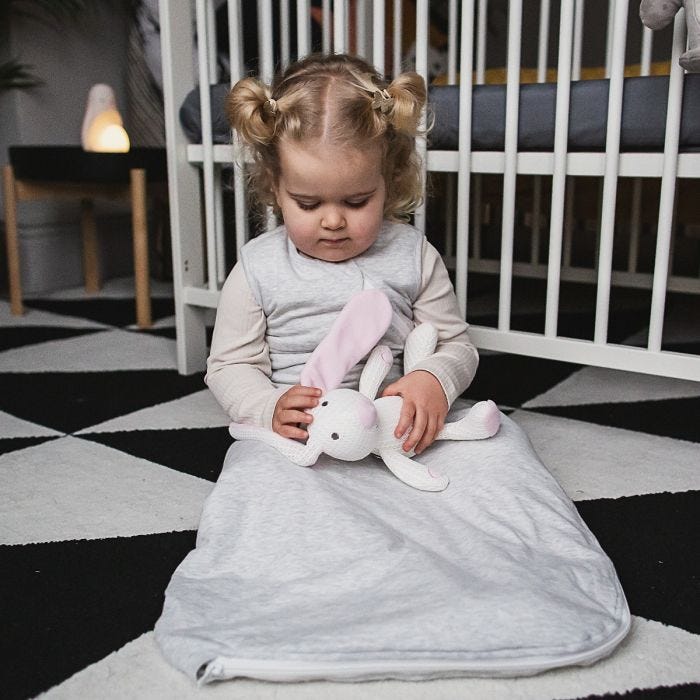 Child wearing The Original Grobag Grey Marl Sleepbag 