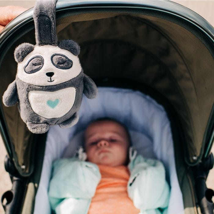 pip the panda sleep aid - above pushchair