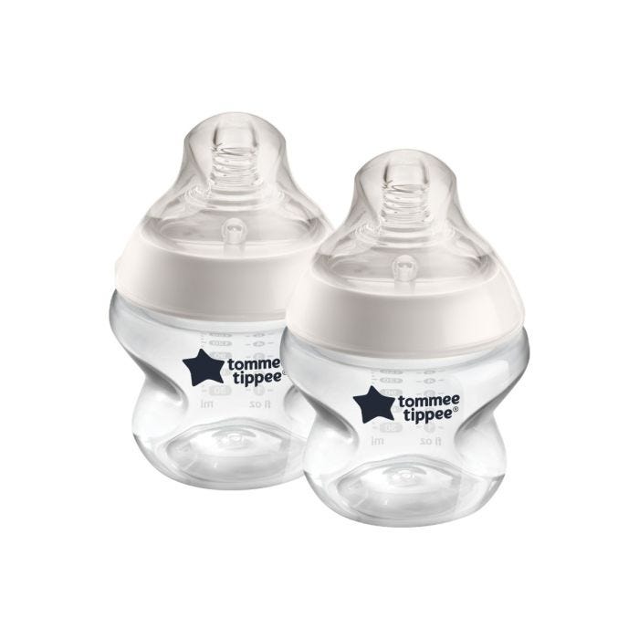 2x 5oz Closer to Nature baby bottles on white background