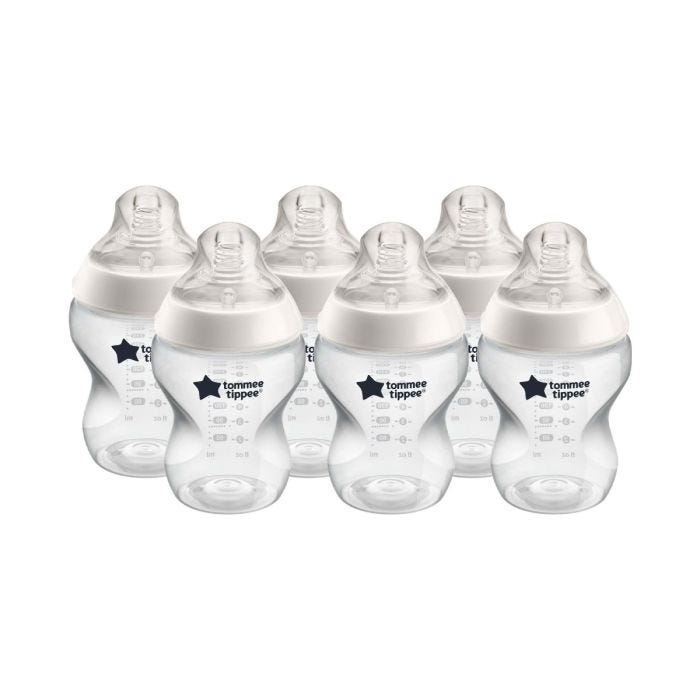 6x 9oz Closer to Nature baby bottles on white background