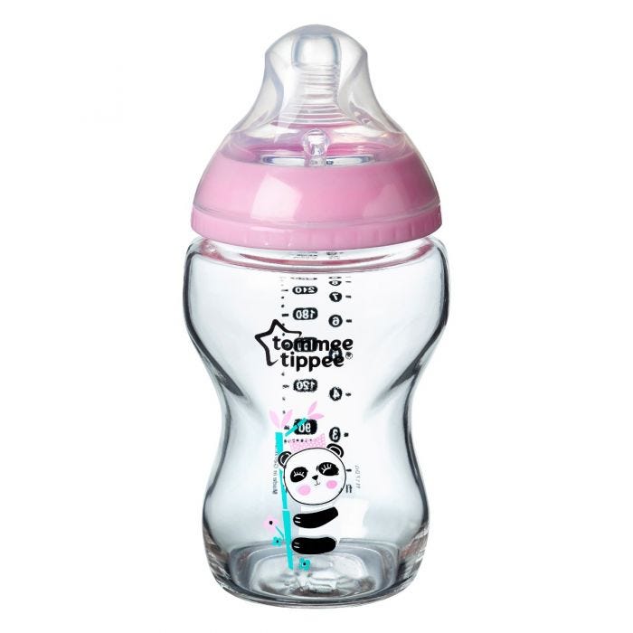 Closer to Nature Glass Baby Bottle 250ml, pink - 1 pack
