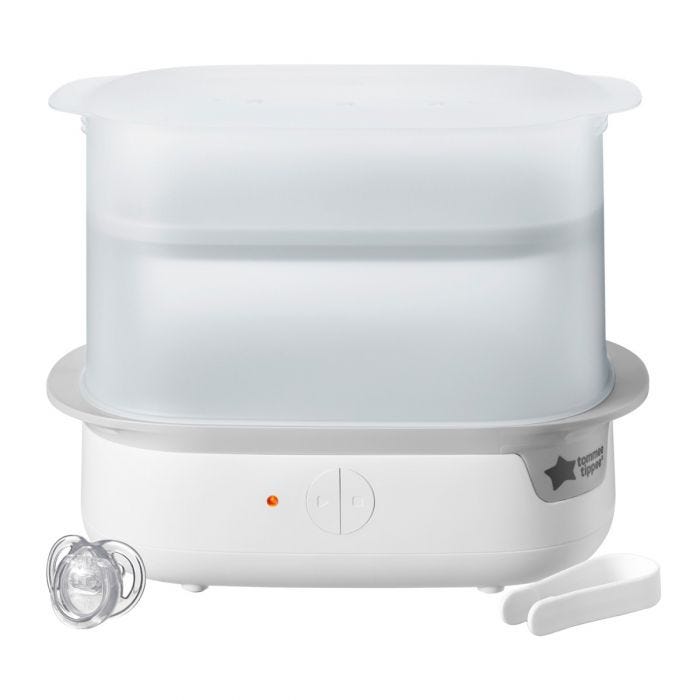 white-super-steam-electric-steriliser-with-tongs-and-anytime-soother