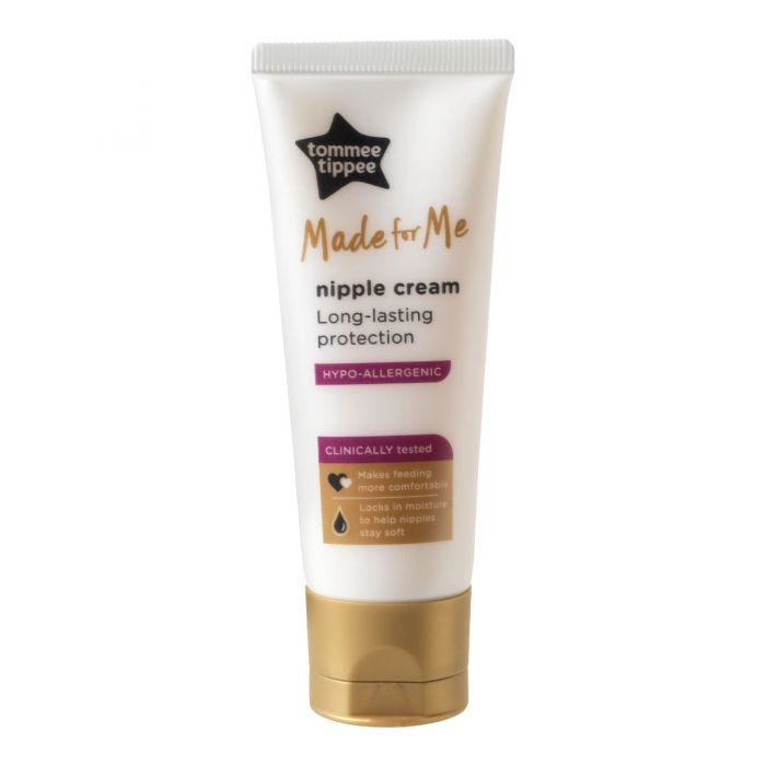 Nipple cream standing upright and against a white background