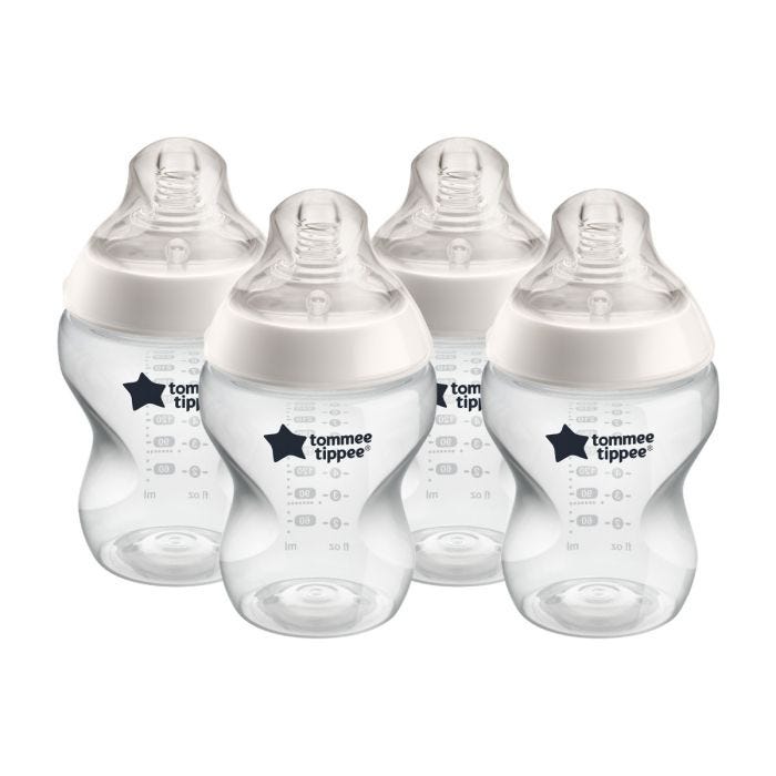 4x 9oz Closer to Nature baby bottles on white background