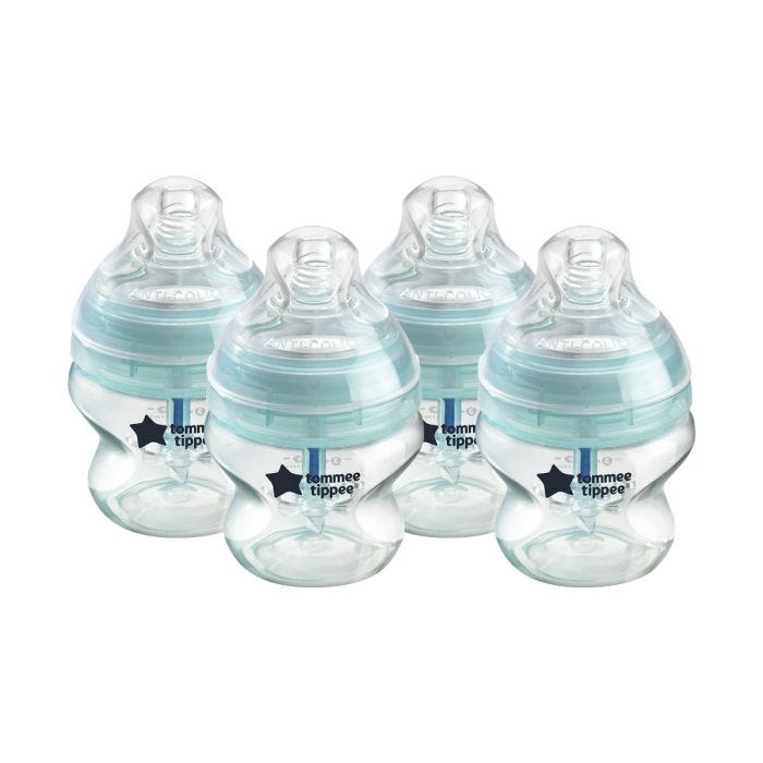 4x 5fl oz Advanced Anti-Colic baby bottles on a white background.