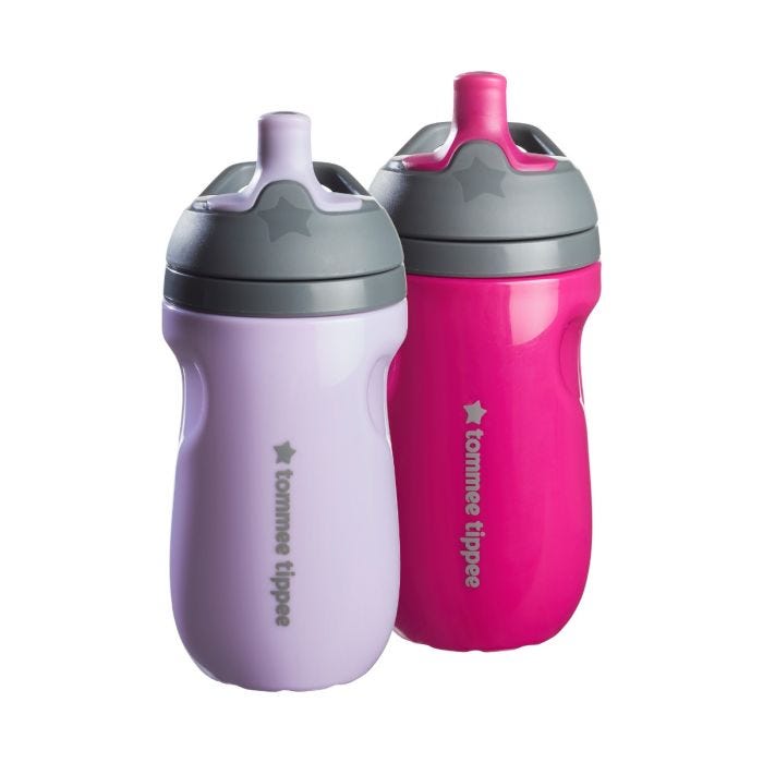 Insulated sportee bottles against a white background