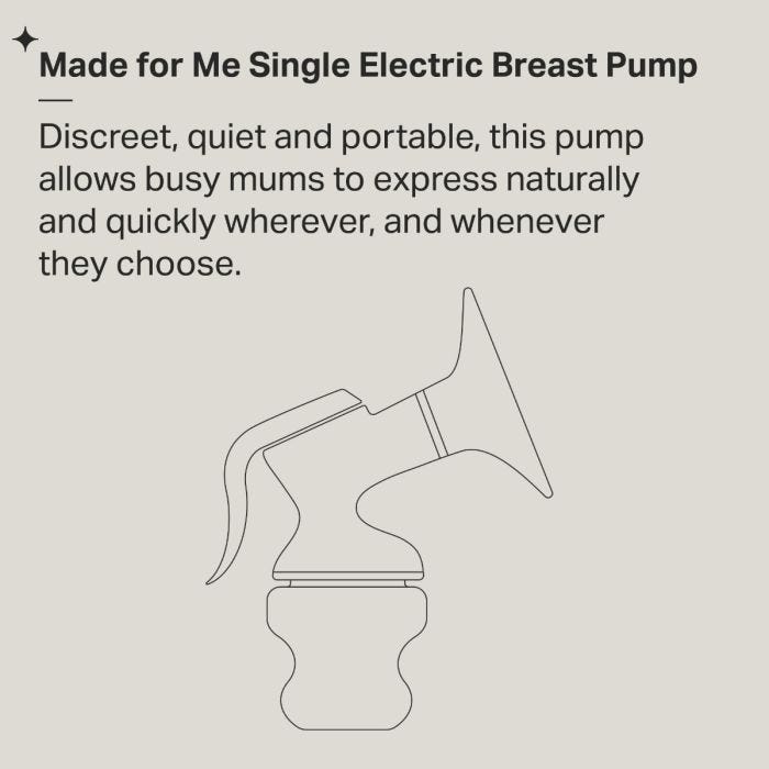 Made for me single electric breast pump