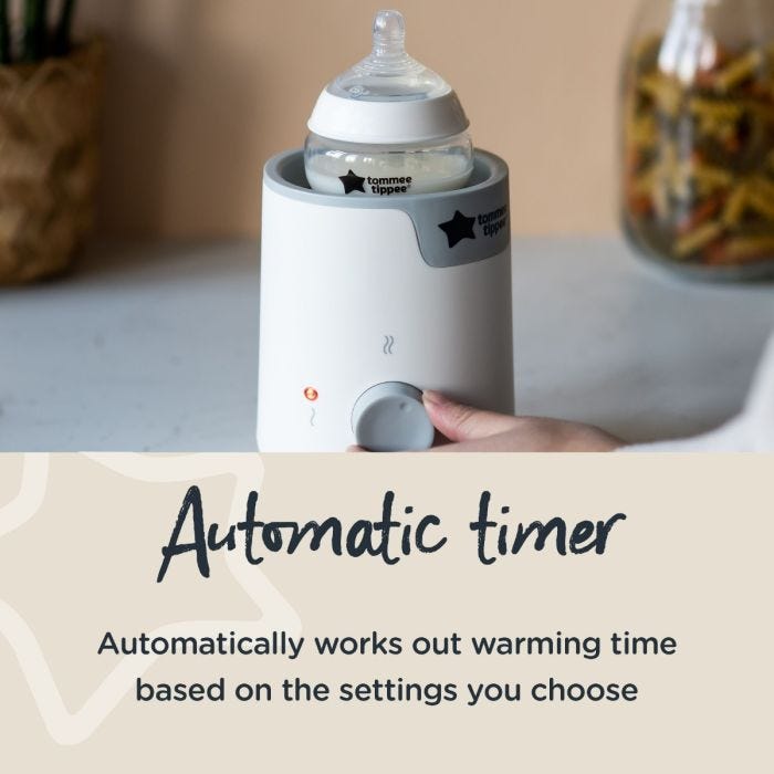 Someone adjusting the dial of their Easiwarmer with text about the automatic timer