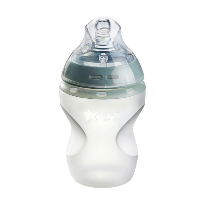 Two Natural Start Silicone baby bottle against a white background