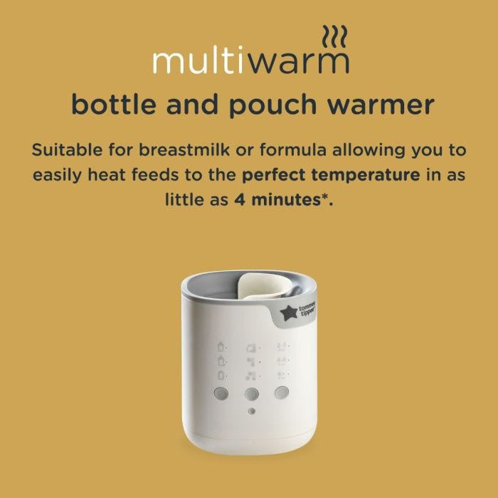 Image of the bottle warmer with detail of how it warms milk in only 4 minutes