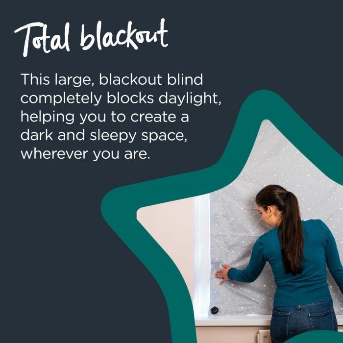Sleeptight portable blind infographic