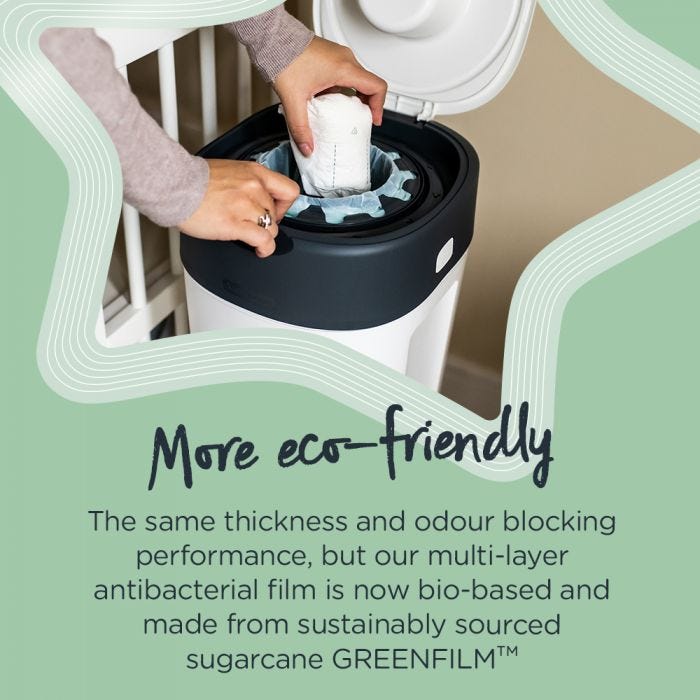 Twist & Click XL Nappy bin infographic - more eco-friendly
