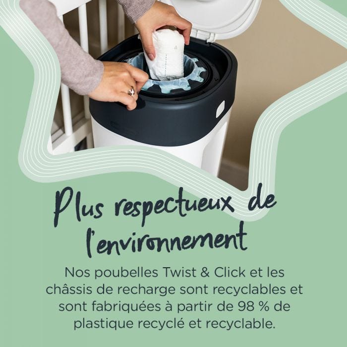 Infographie de poubelle à couches Twist & Click XL - plus écologique
