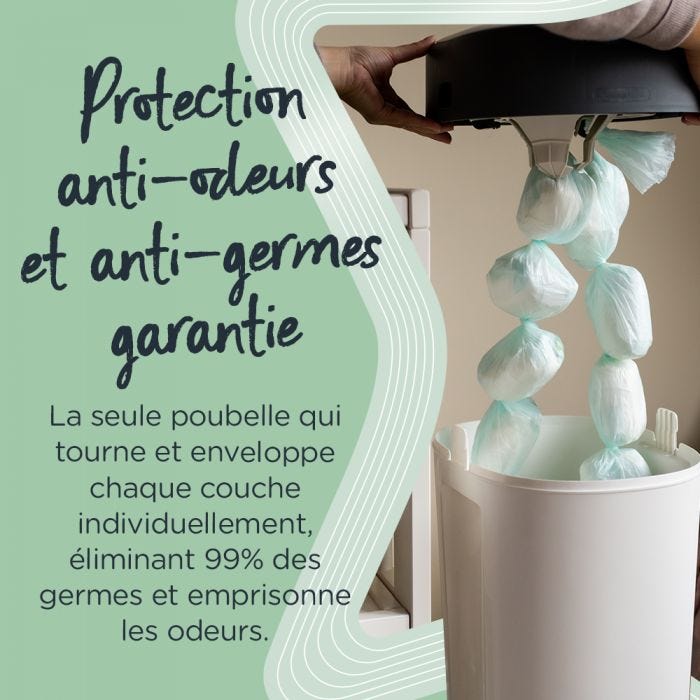 Infographie de poubelle à couches Twist & Click XL - protection garantie