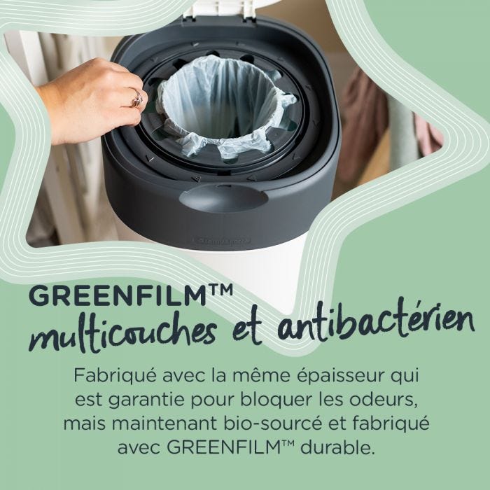 Infographie de poubelle à couches Twist & Click XL - antibactérien multicouche