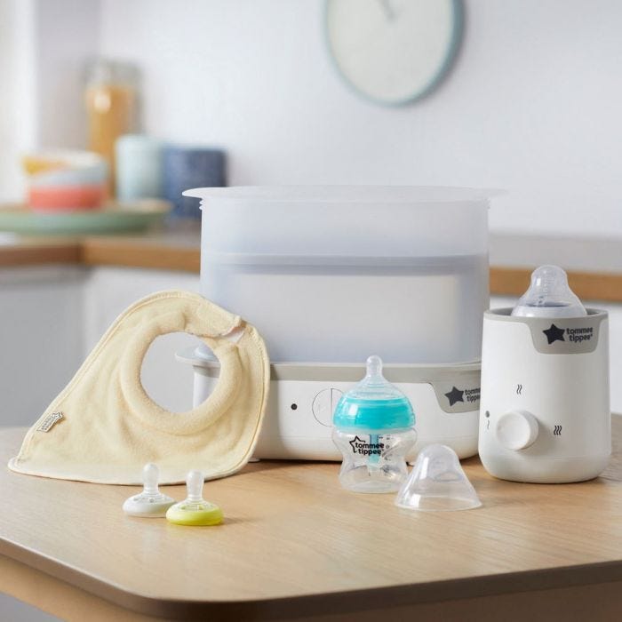 New parent starter set in white on the table