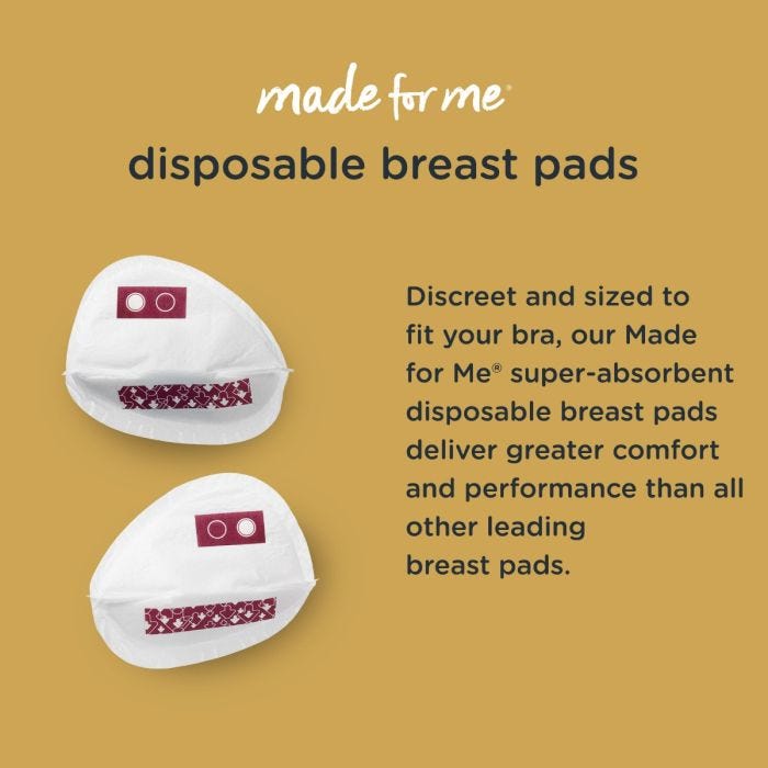 Image of breast pads with detail of how they’re super absorbent.