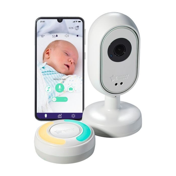 Baby unit and parent pod on a white background.