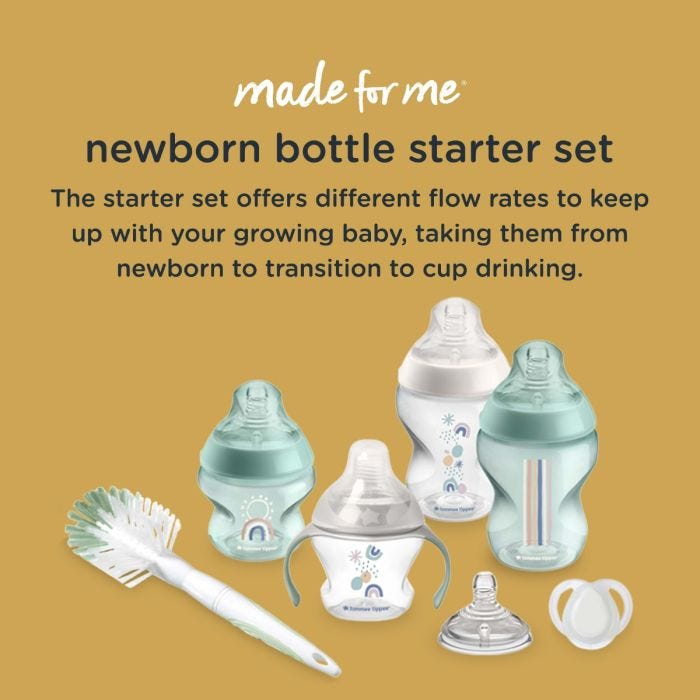 Image of the newborn bottle feeding set and how it grows with your baby