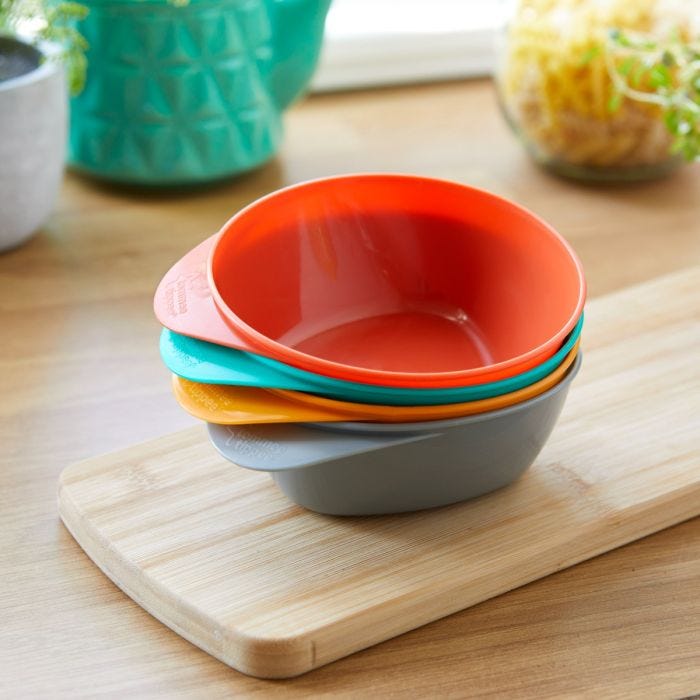 Stacked Easi Scoop bowls on a kitchen counter