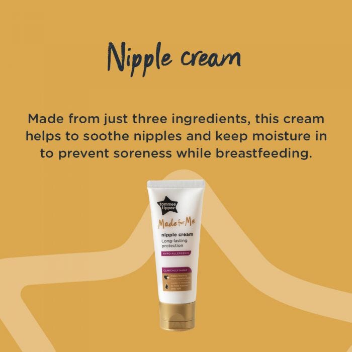 1 tube of Nipple cream with detail around how 3 natural ingredients come together to provide relief when breastfeeding.