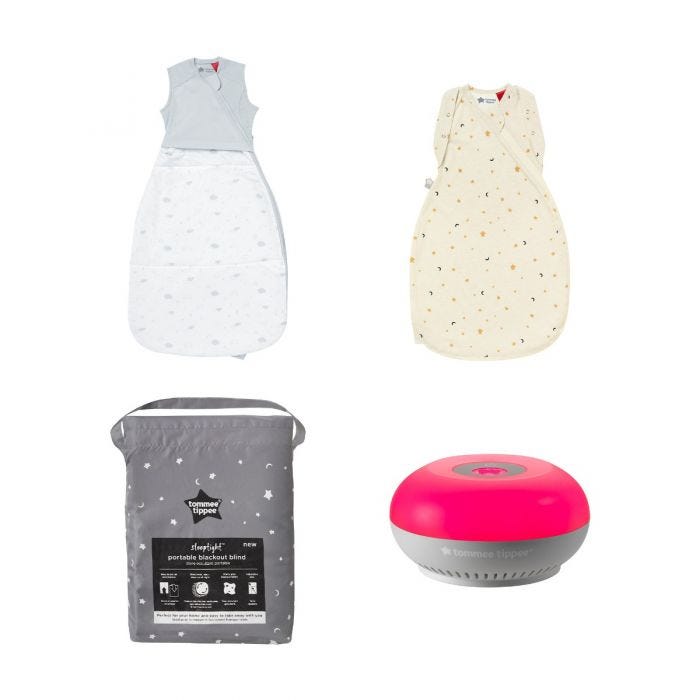 All-season sleepbag, swaddlebag, black out blind and dreammaker on a white background