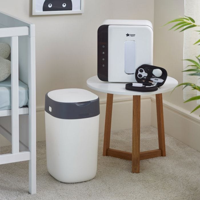 Product imagery of the contents of the complete baby healthcare and hygiene bundle in home setting