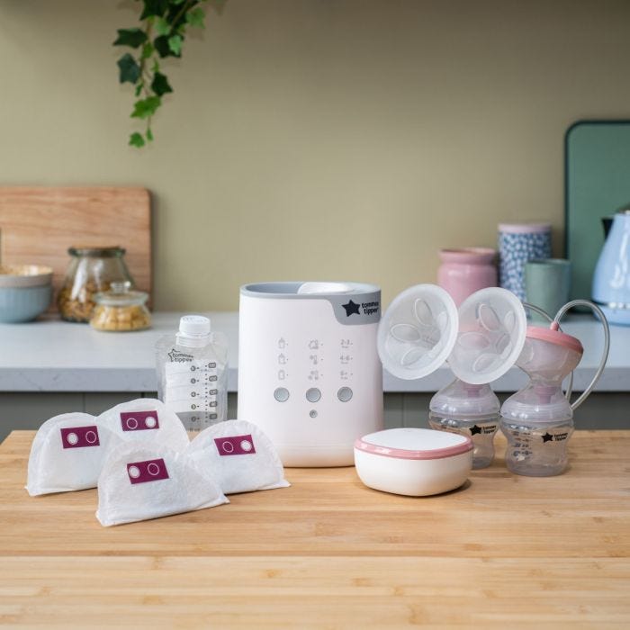 Imagery of products included in the complete breastfeeding bundle in home setting