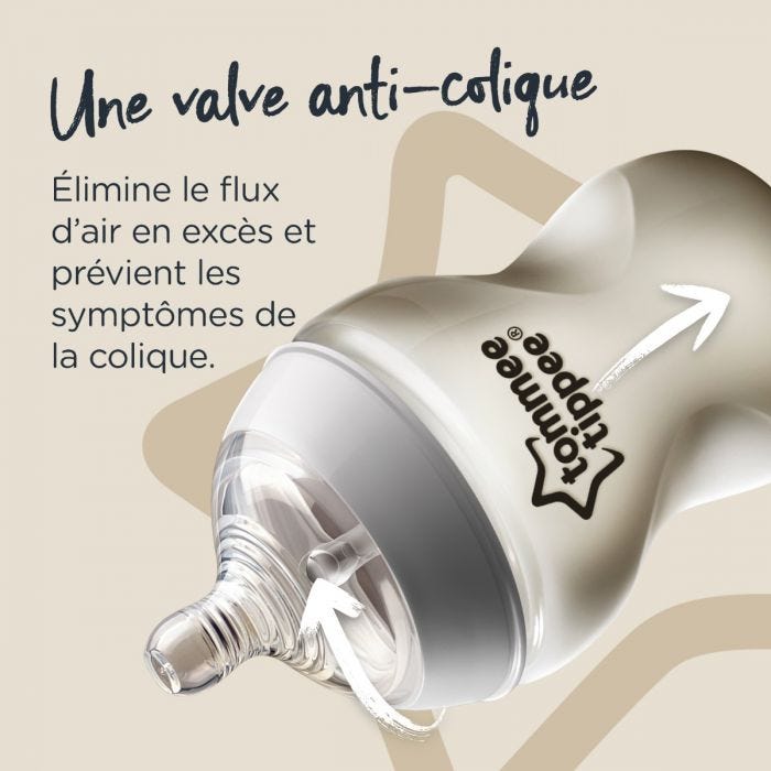Infographie sur les tétines Closer to Nature - Valve anti-colique