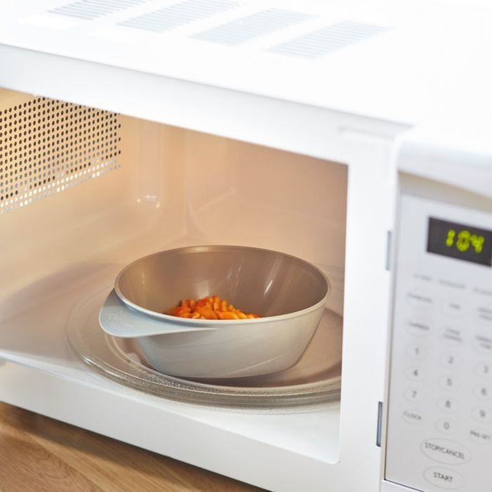 Grey Easi Scoop bowl inside a microwave