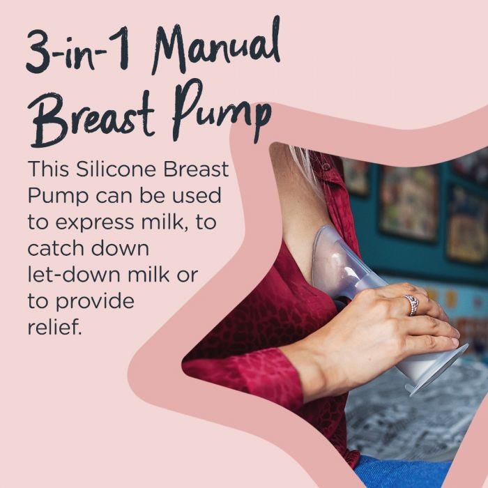 Made for me silicone breast pump infographic  = 3 in 1