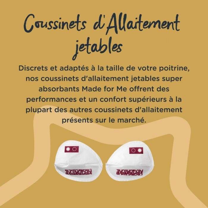 Image de coussinets d&apos;allaitement avec des détails sur la façon dont la forme améliore le confort