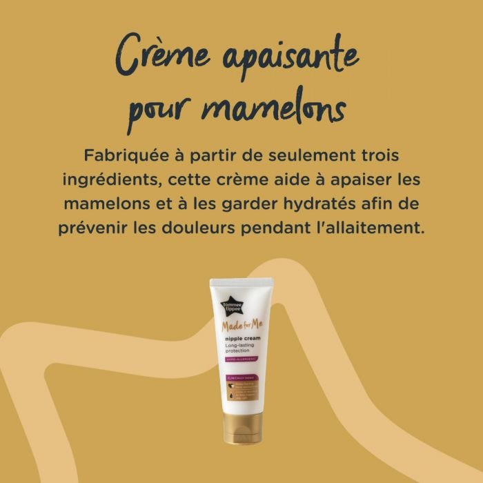 Image de la crème pour mamelons avec une description des avantages pour l&apos;allaitement