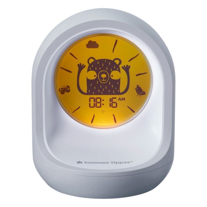 Connected sleep trainer clock against a white background