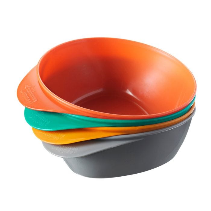 Four stacked Easi Scoop bowls against a white background