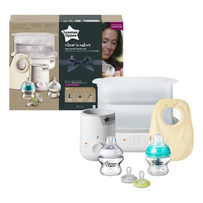 New parent starter set in white with packaging 