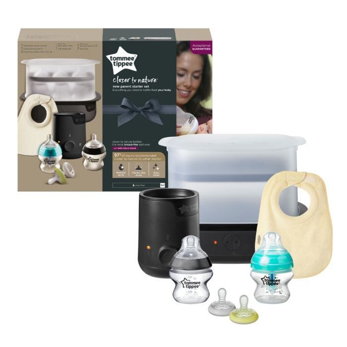 New parent starter set in black with packaging 