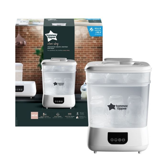 Advanced Steri-Dryer Electric Steriliser in white with packaging