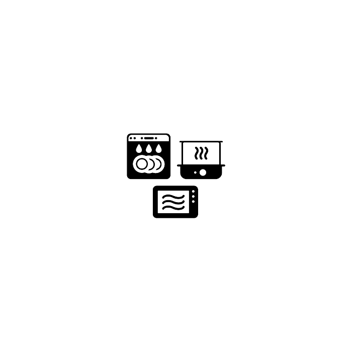 Icon of dishwasher, steriliser and microwave