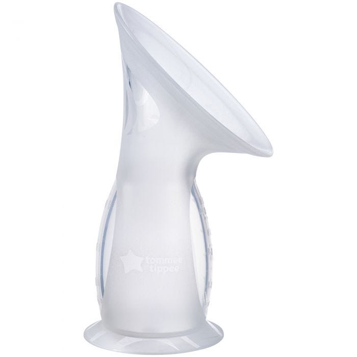 Silicone breast pump against a white background