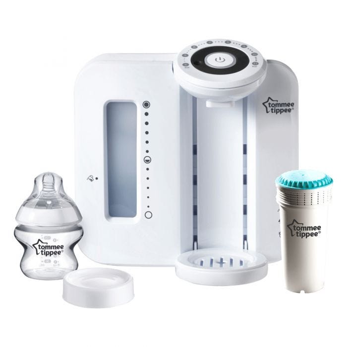 Appareil-Perfect-Prep-blanc-avec-biberon-Closer-to-Nature-de-150ml-un-filtre-et-couvercle-de-biberon