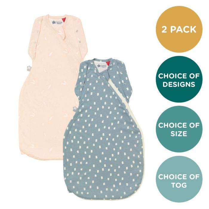 The Original Grobag Navy Speckle & Pink Petal Swaddlebag Twin Pack 0-6m