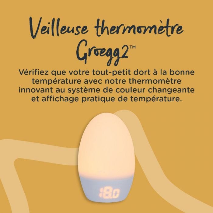 Image du GroEgg2 avec des détails sur la façon dont fonctionne le système d&apos;affichage de la température 