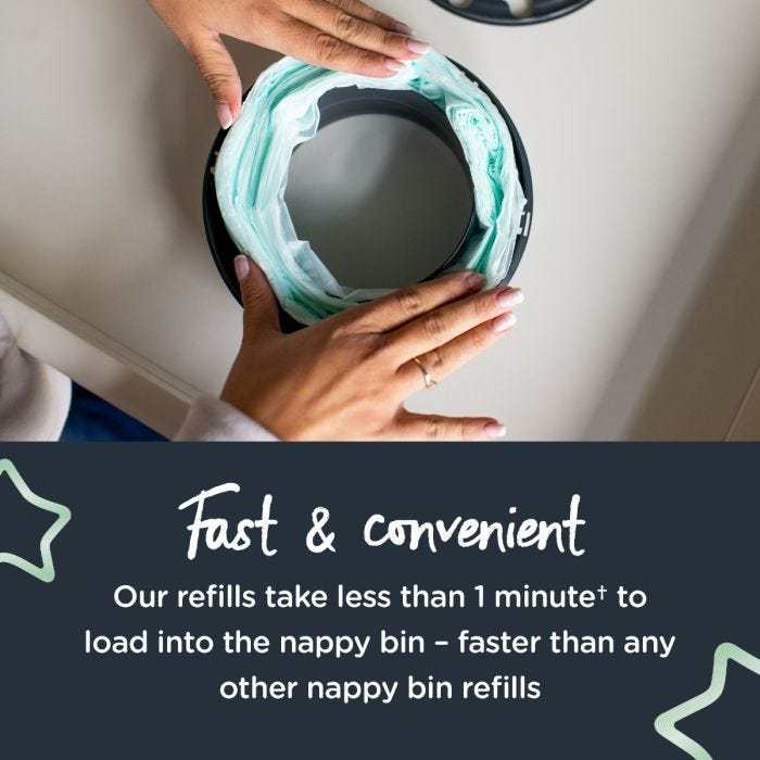 Someone placing their Eco Refill into an existing cassette with text about being fast and convenient