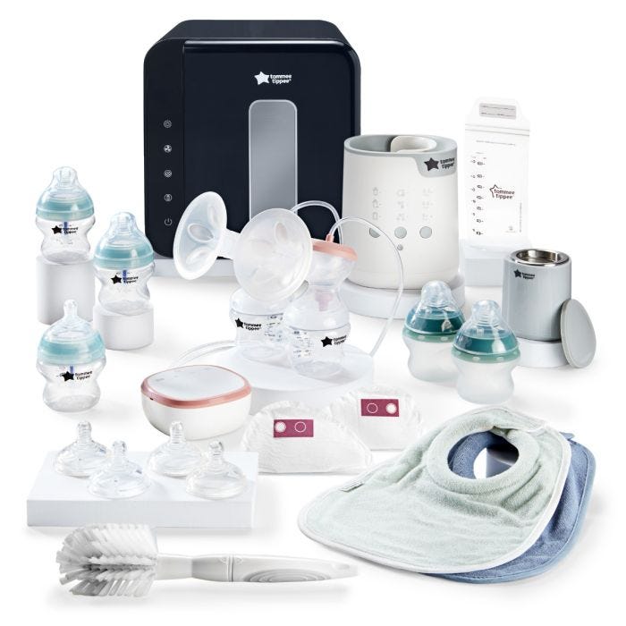 Products included in the ultimate breastfeeding bundle. Including steriliser, perfect prep machine, bottles and accessories.