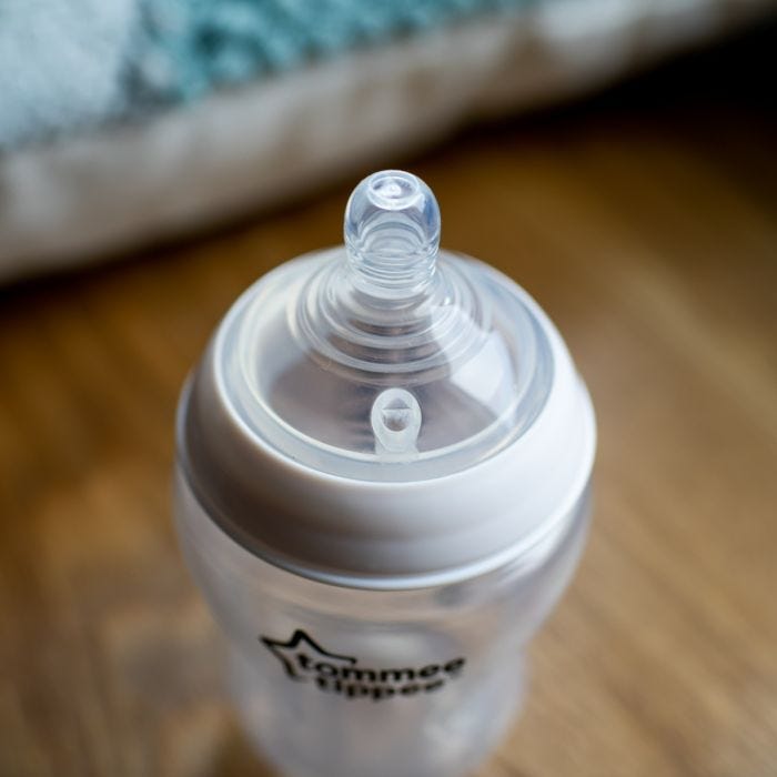 Close up of a nipple on a Closer to Nature baby bottle.