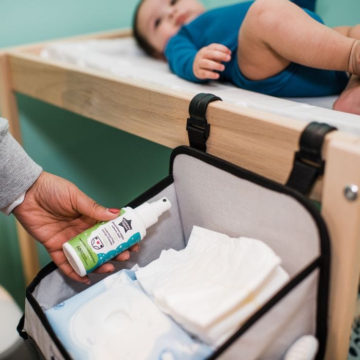 Nappy Change Caddy on side of changing table