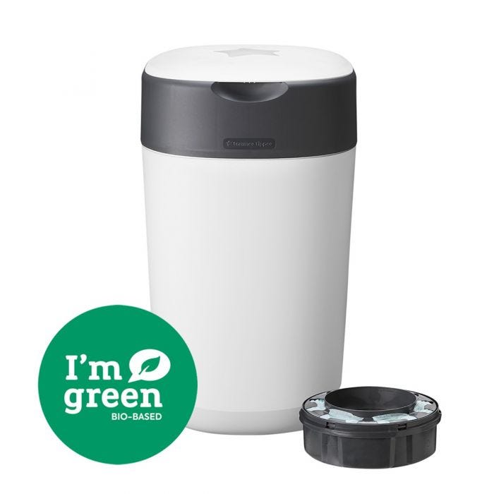 twist and click nappy bin - white