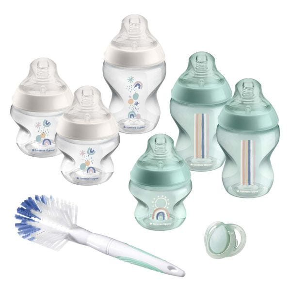  Closer to Nature Newborn Baby Bottle Starter Set, green
